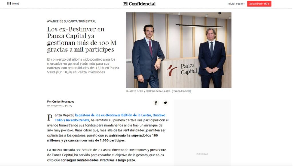 Los ex-Bestinver en Panza Capital ya gestionan más de 100 M gracias a mil partícipes